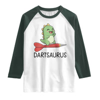 Cute Dartsaurus Playing Dart Raglan Shirt Dinosaur Lover Gift - Wonder Print Shop