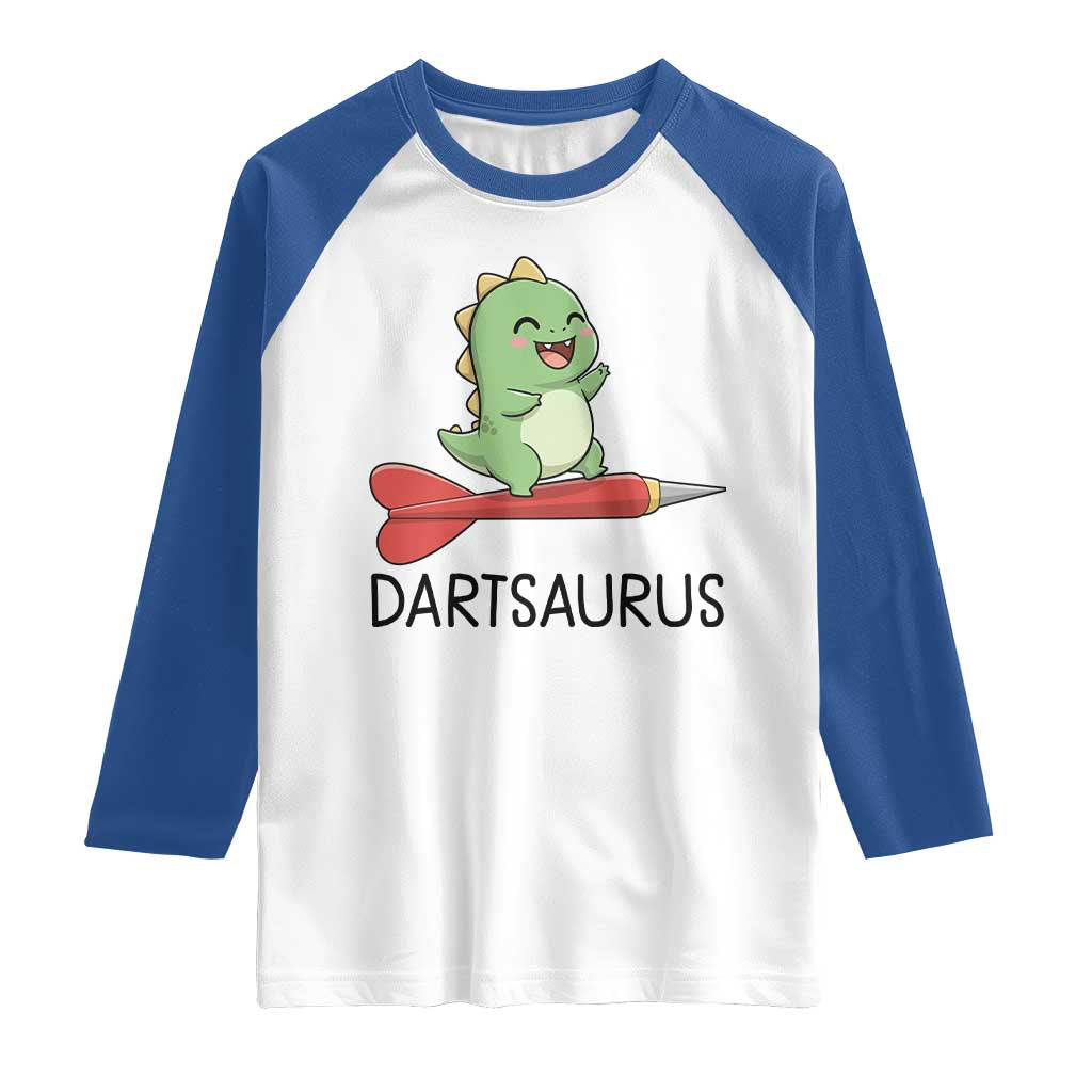 Cute Dartsaurus Playing Dart Raglan Shirt Dinosaur Lover Gift - Wonder Print Shop