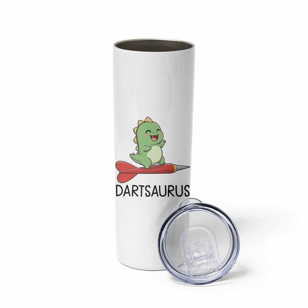 Cute Dartsaurus Playing Dart Skinny Tumbler Dinosaur Lover Gift - Wonder Print Shop