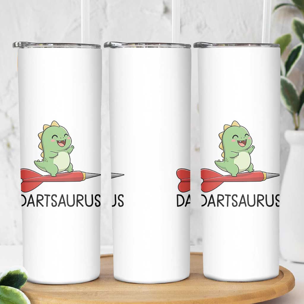 Cute Dartsaurus Playing Dart Skinny Tumbler Dinosaur Lover Gift - Wonder Print Shop