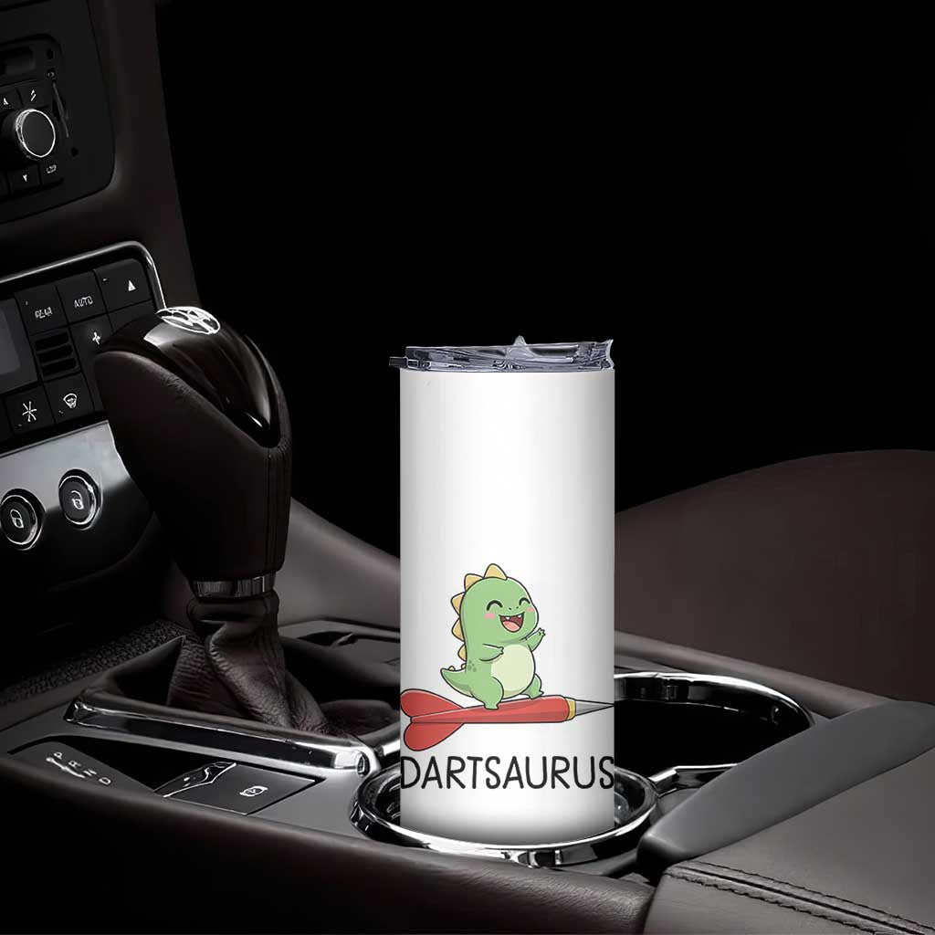 Cute Dartsaurus Playing Dart Skinny Tumbler Dinosaur Lover Gift - Wonder Print Shop