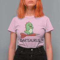 Cute Dartsaurus Playing Dart T Shirt For Women Dinosaur Lover Gift - Wonder Print Shop