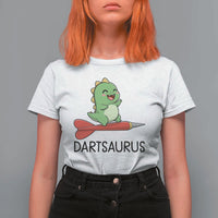 Cute Dartsaurus Playing Dart T Shirt For Women Dinosaur Lover Gift - Wonder Print Shop