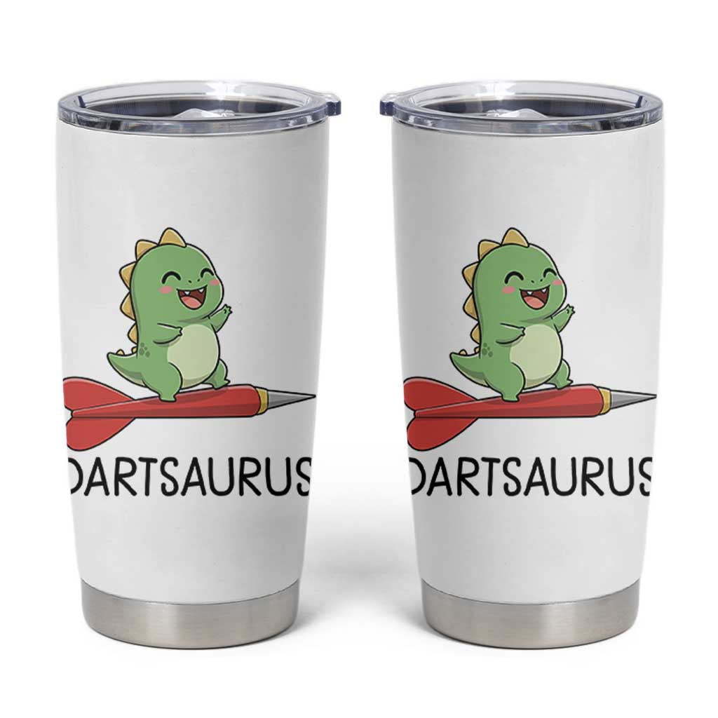 Cute Dartsaurus Playing Dart Tumbler Cup Dinosaur Lover Gift - Wonder Print Shop