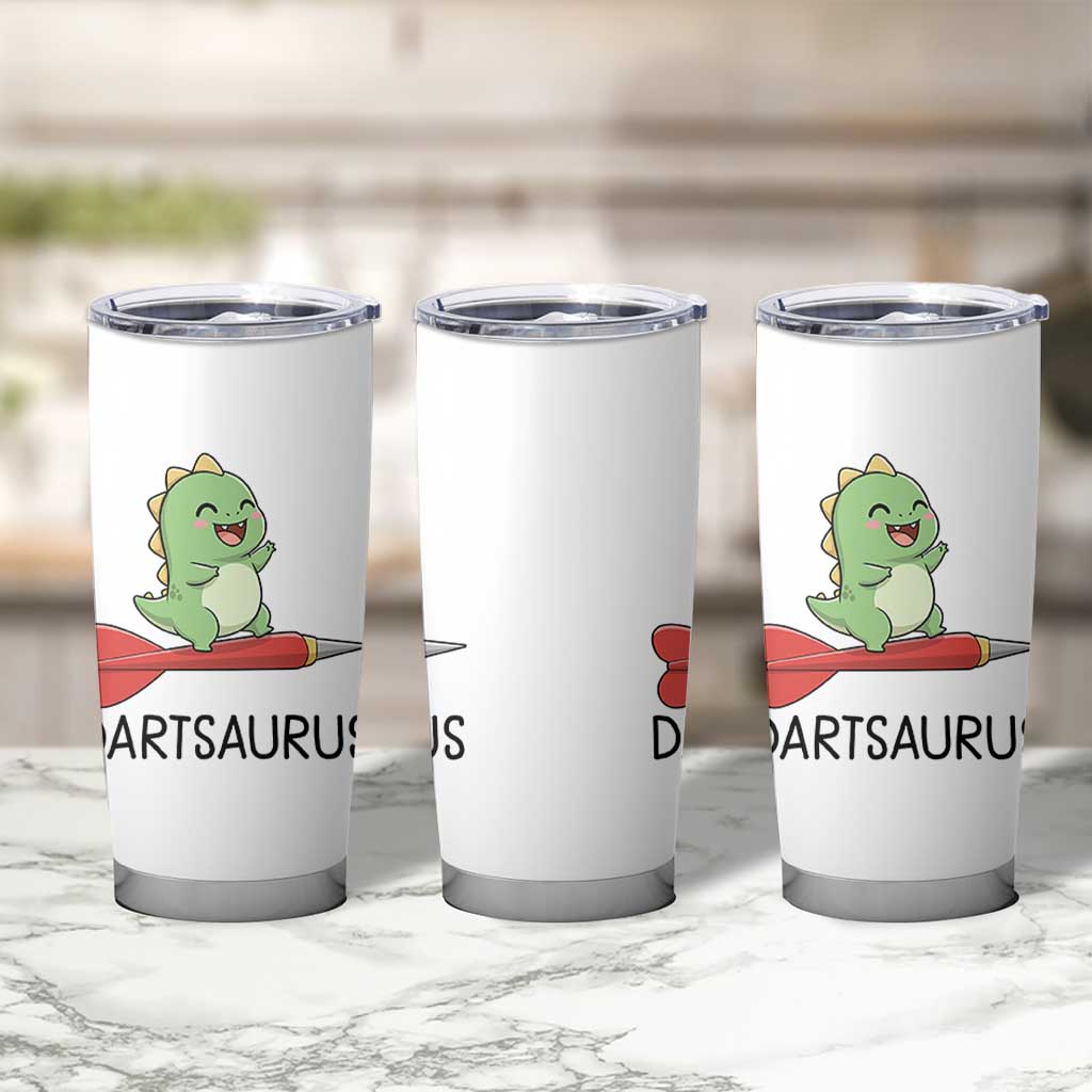 Cute Dartsaurus Playing Dart Tumbler Cup Dinosaur Lover Gift - Wonder Print Shop