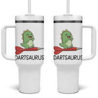 Cute Dartsaurus Playing Dart Tumbler With Handle Dinosaur Lover Gift - Wonder Print Shop