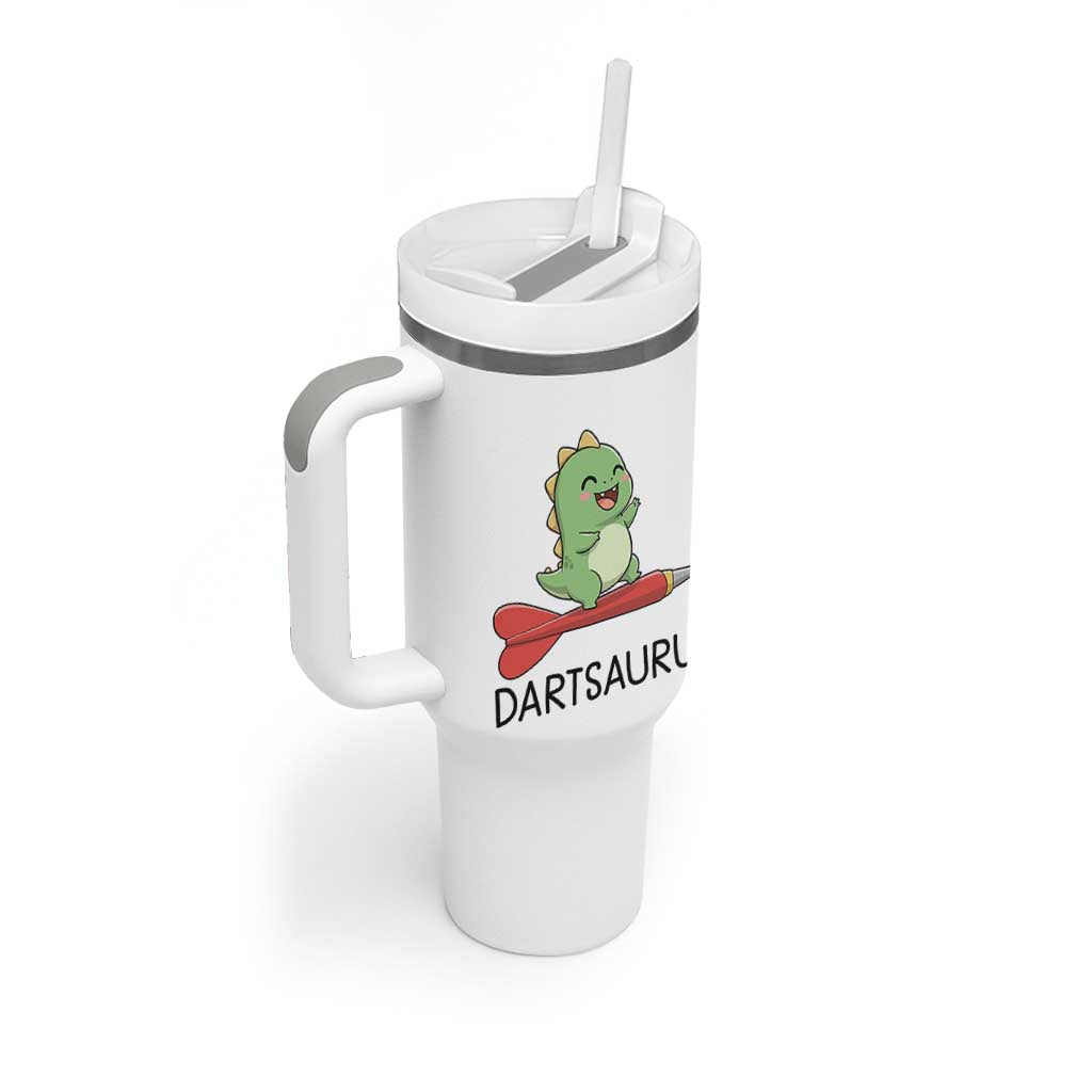 Cute Dartsaurus Playing Dart Tumbler With Handle Dinosaur Lover Gift - Wonder Print Shop