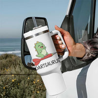 Cute Dartsaurus Playing Dart Tumbler With Handle Dinosaur Lover Gift - Wonder Print Shop