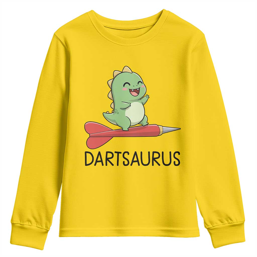 Cute Dartsaurus Playing Dart Youth Sweatshirt Dinosaur Lover Gift - Wonder Print Shop