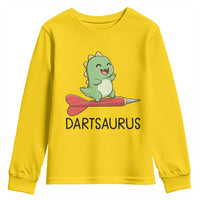 Cute Dartsaurus Playing Dart Youth Sweatshirt Dinosaur Lover Gift - Wonder Print Shop