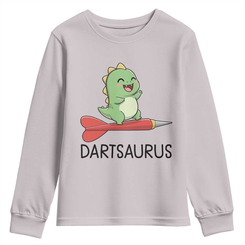 Cute Dartsaurus Playing Dart Youth Sweatshirt Dinosaur Lover Gift - Wonder Print Shop