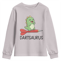 Cute Dartsaurus Playing Dart Youth Sweatshirt Dinosaur Lover Gift - Wonder Print Shop