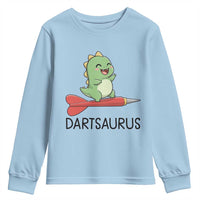 Cute Dartsaurus Playing Dart Youth Sweatshirt Dinosaur Lover Gift - Wonder Print Shop