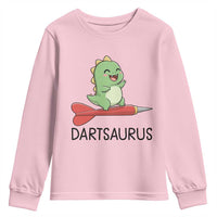 Cute Dartsaurus Playing Dart Youth Sweatshirt Dinosaur Lover Gift - Wonder Print Shop