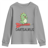 Cute Dartsaurus Playing Dart Youth Sweatshirt Dinosaur Lover Gift - Wonder Print Shop