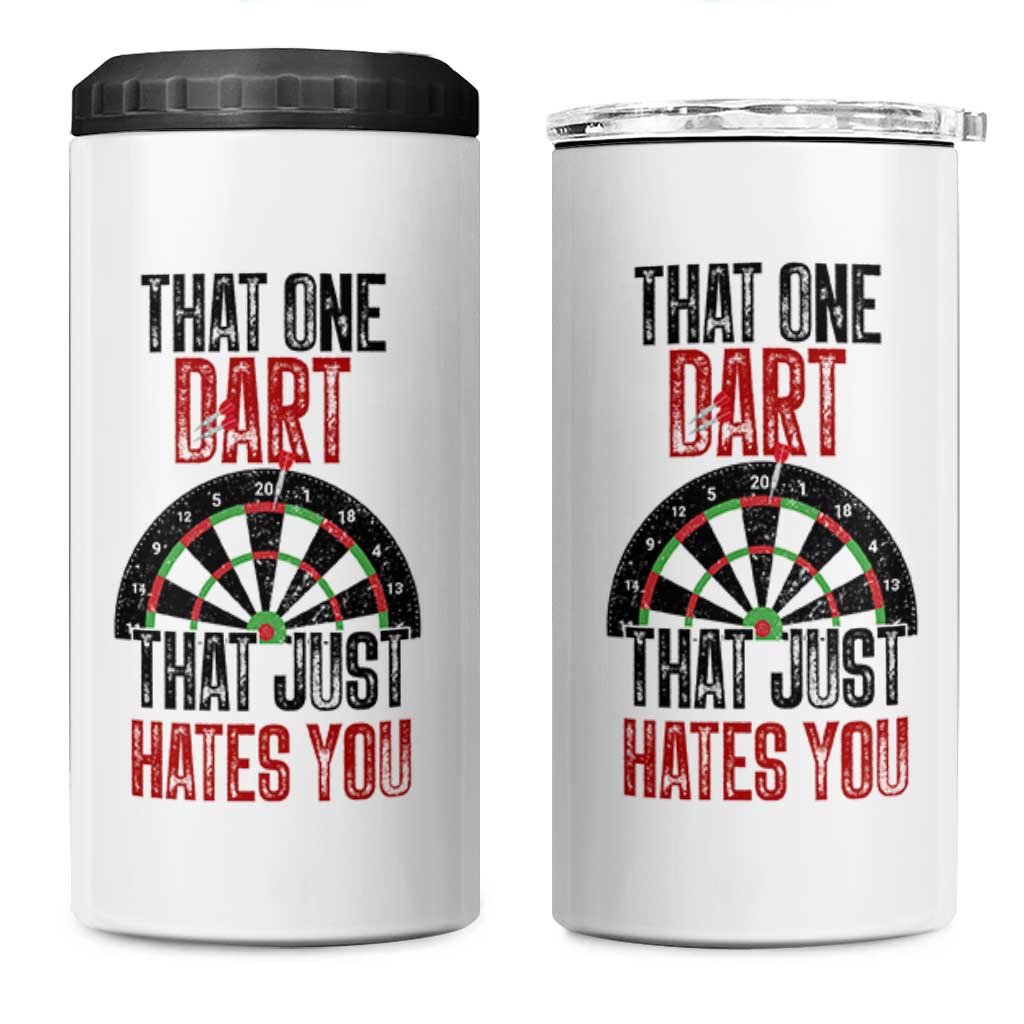 That One Dart That Just Hates You 4 in 1 Can Cooler Tumbler Funny Dartist Gift - Wonder Print Shop