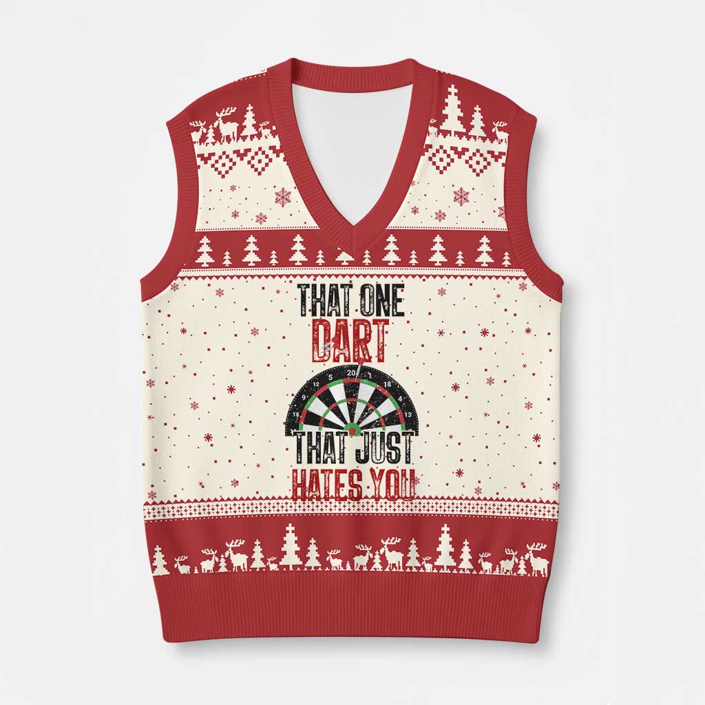That One Dart That Just Hates You V-Neck Knit Sweater Vest Funny Dartist Gift - Wonder Print Shop