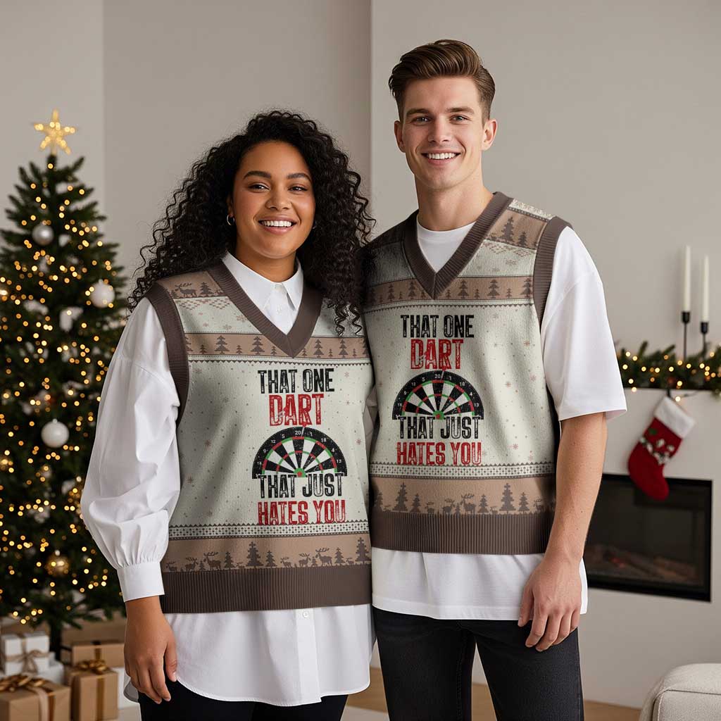 That One Dart That Just Hates You V-Neck Knit Sweater Vest Funny Dartist Gift - Wonder Print Shop