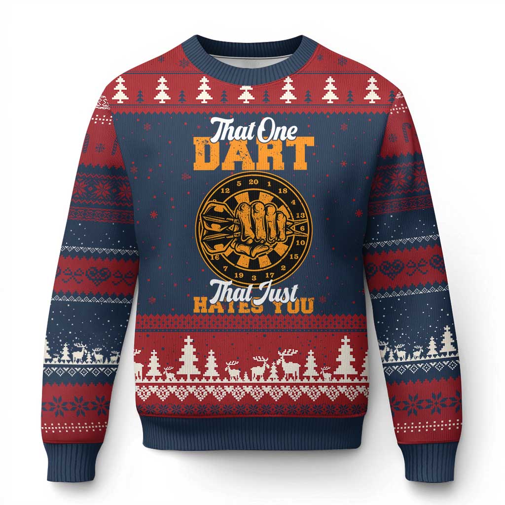 Funny Dartist Pub Game Ugly Christmas Sweater That One Dart That Just Hates You - Wonder Print Shop