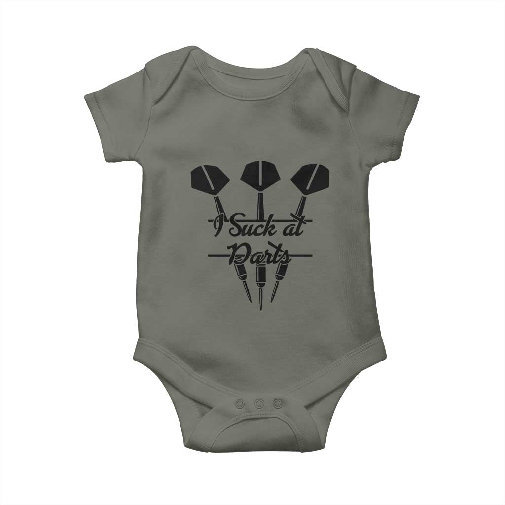 Funny I Suck At Darts Baby Onesie Bar Game Lover Dartist Gift - Wonder Print Shop