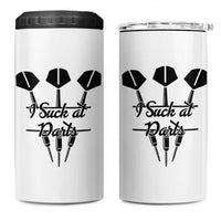Funny I Suck At Darts 4 in 1 Can Cooler Tumbler Bar Game Lover Dartist Gift - Wonder Print Shop