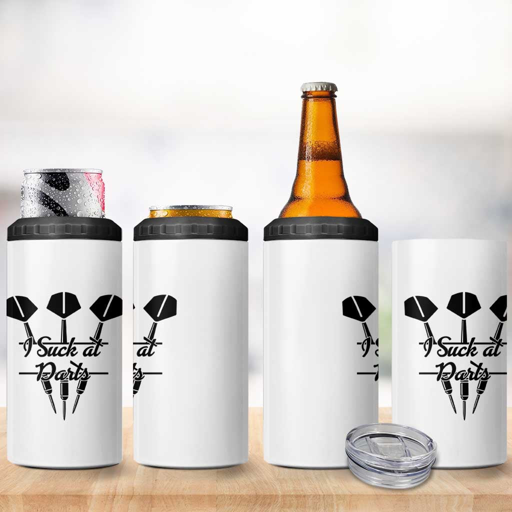 Funny I Suck At Darts 4 in 1 Can Cooler Tumbler Bar Game Lover Dartist Gift - Wonder Print Shop