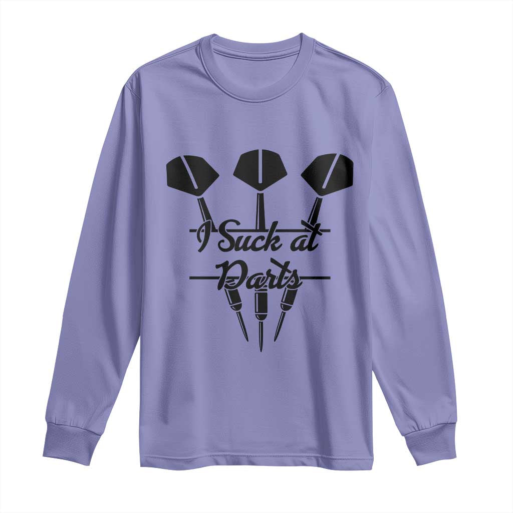 Funny I Suck At Darts Long Sleeve Shirt Bar Game Lover Dartist Gift - Wonder Print Shop