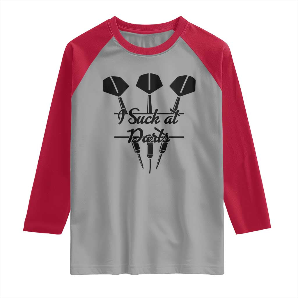 Funny I Suck At Darts Raglan Shirt Bar Game Lover Dartist Gift - Wonder Print Shop
