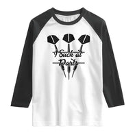 Funny I Suck At Darts Raglan Shirt Bar Game Lover Dartist Gift - Wonder Print Shop