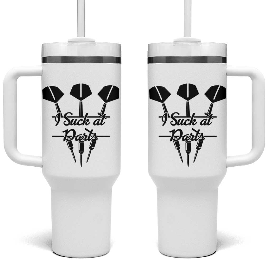 Funny I Suck At Darts Tumbler With Handle Bar Game Lover Dartist Gift - Wonder Print Shop