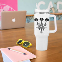 Funny I Suck At Darts Tumbler With Handle Bar Game Lover Dartist Gift - Wonder Print Shop