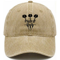Funny I Suck At Darts Washed Cotton Baseball Cap Bar Game Lover Dartist Gift
