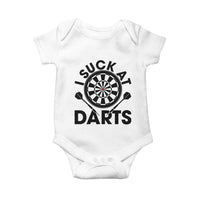 Funny I Suck At Darts Baby Onesie Darts Lover Gift For Bad Players - Wonder Print Shop