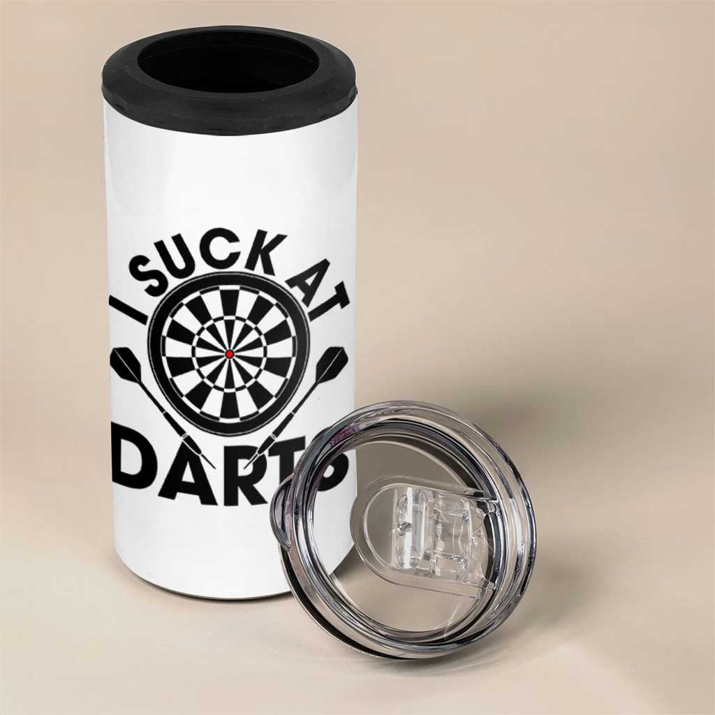 Funny I Suck At Darts 4 in 1 Can Cooler Tumbler Darts Lover Gift For Bad Players - Wonder Print Shop