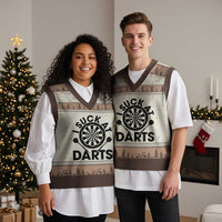 Funny I Suck At Darts V-Neck Knit Sweater Vest Darts Lover Gift For Bad Players - Wonder Print Shop