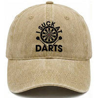 Funny I Suck At Darts Washed Cotton Baseball Cap Darts Lover Gift For Bad Players