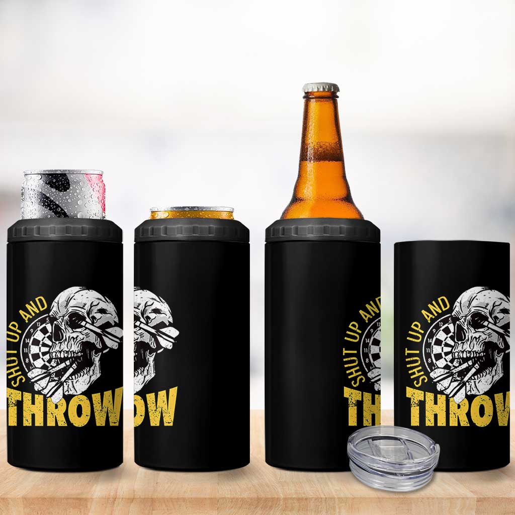 Funny Skeleton Darts Player 4 in 1 Can Cooler Tumbler I Suck At Darts - Wonder Print Shop