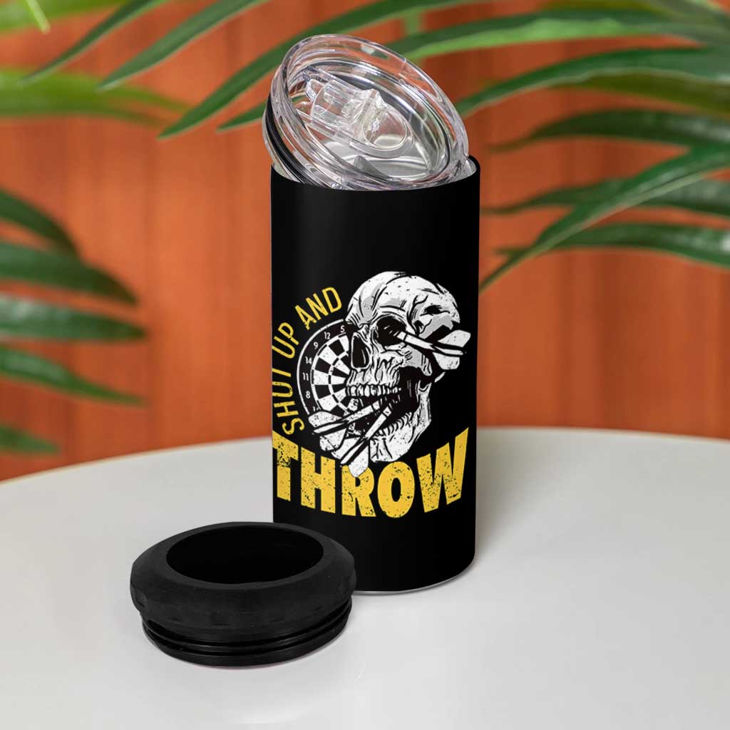 Funny Skeleton Darts Player 4 in 1 Can Cooler Tumbler I Suck At Darts - Wonder Print Shop