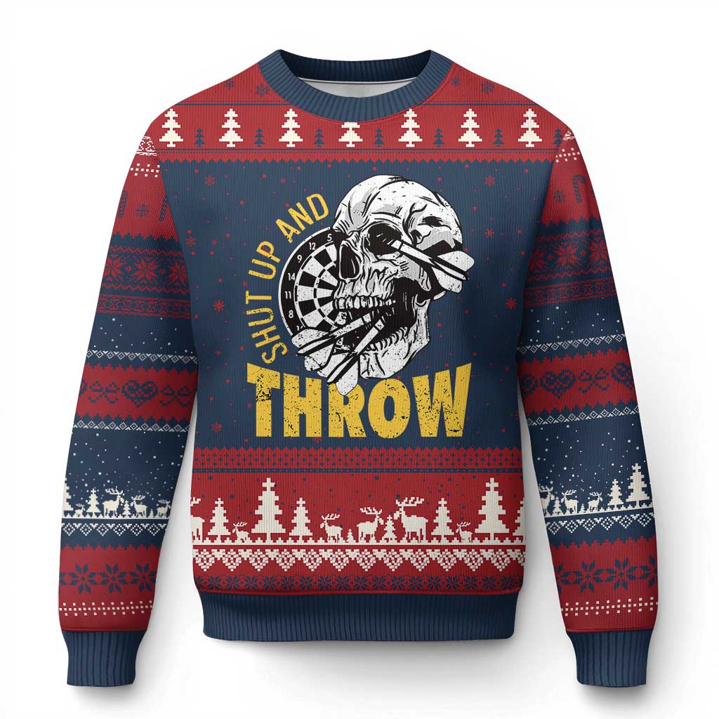 Funny Skeleton Darts Player Ugly Christmas Sweater I Suck At Darts - Wonder Print Shop