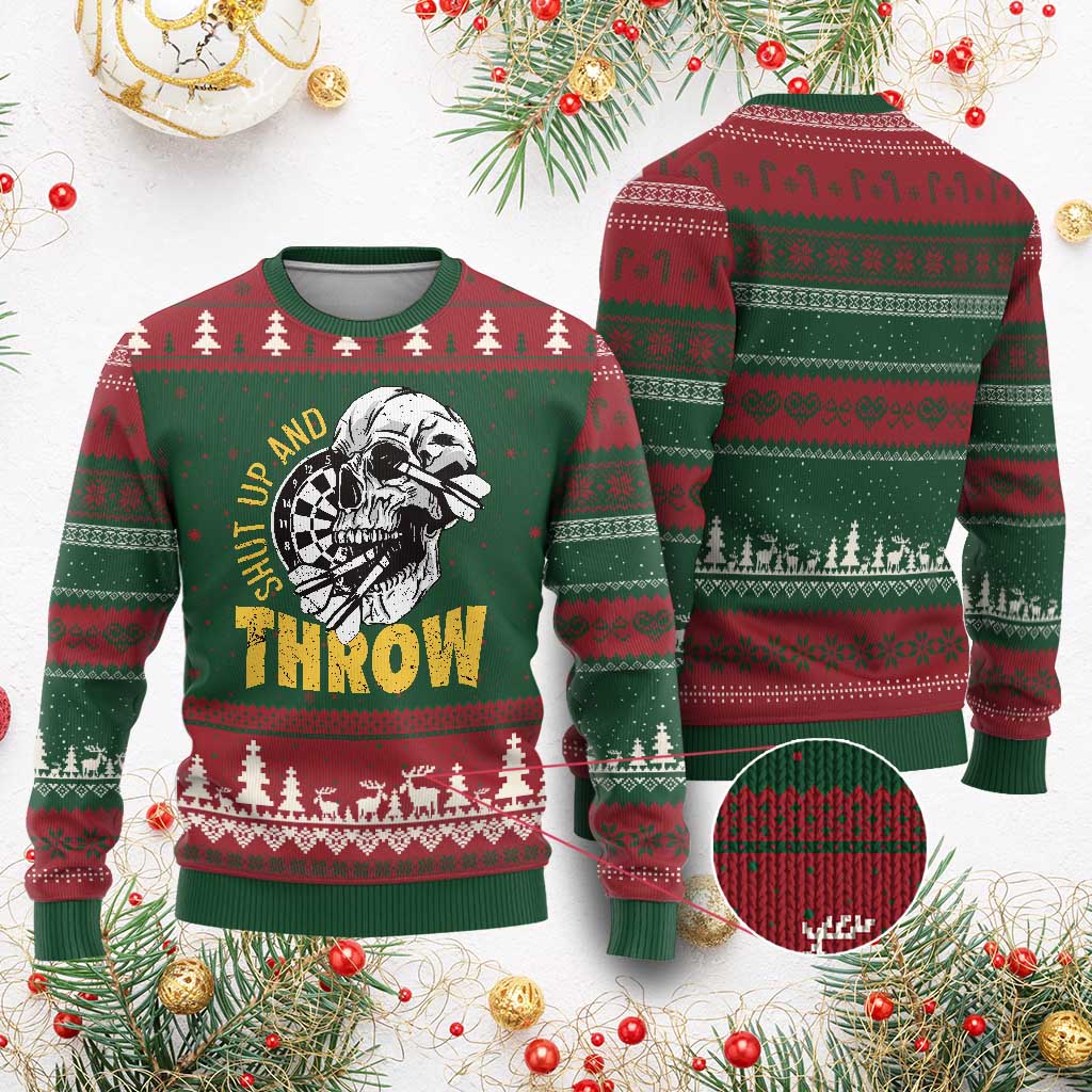 Funny Skeleton Darts Player Ugly Christmas Sweater I Suck At Darts - Wonder Print Shop