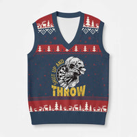 Funny Skeleton Darts Player V-Neck Knit Sweater Vest I Suck At Darts - Wonder Print Shop