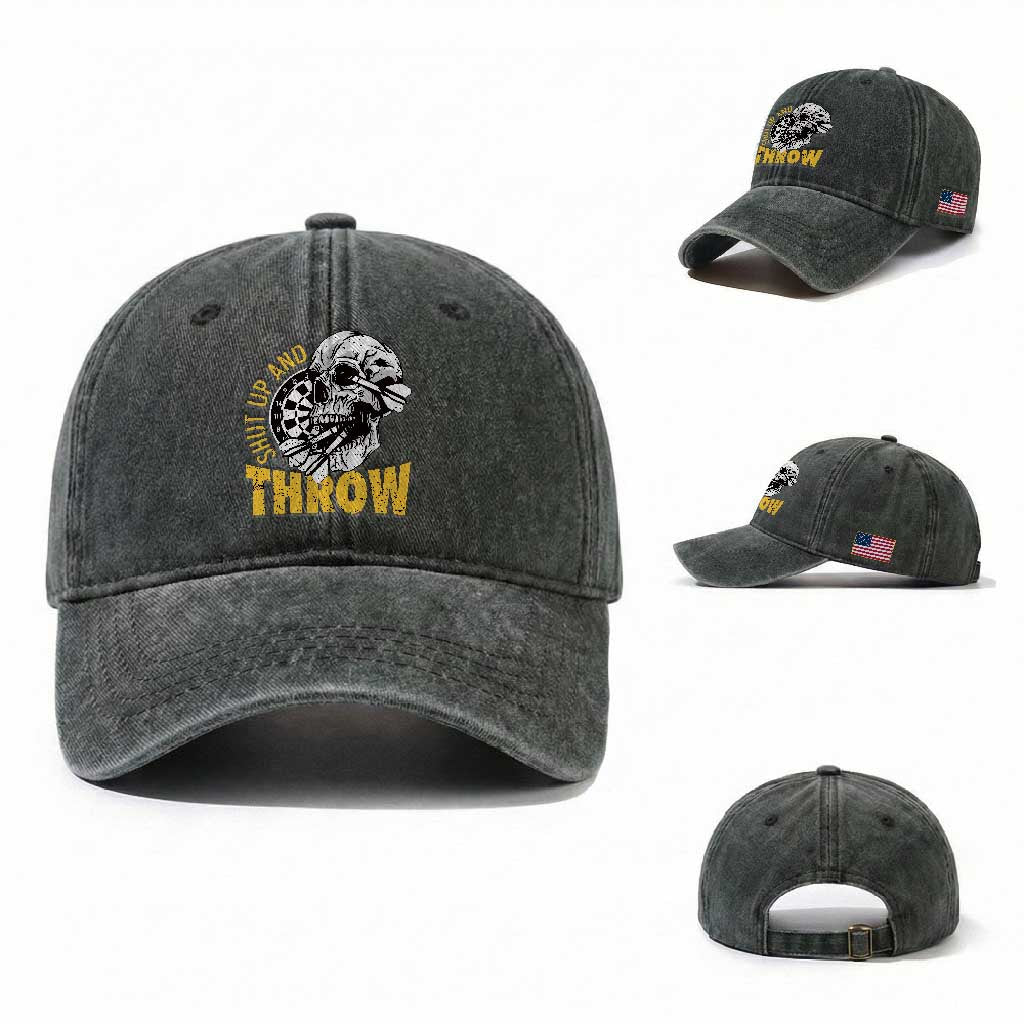 Funny Skeleton Darts Player Washed Cotton Baseball Cap I Suck At Darts