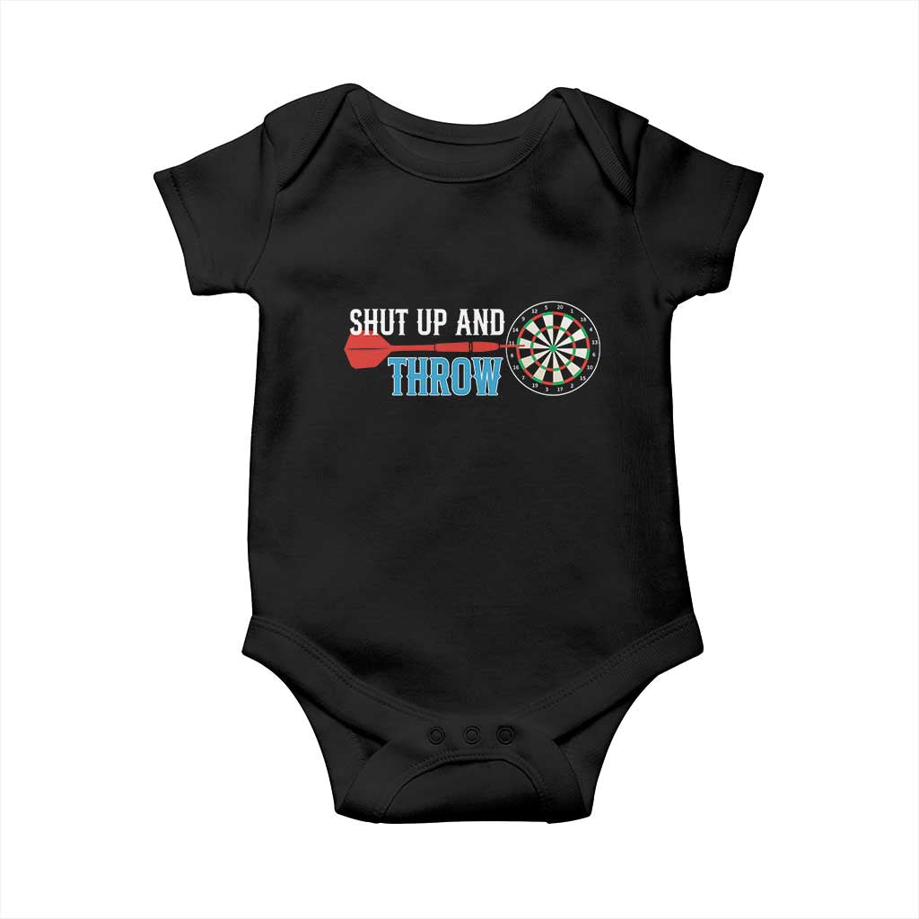 Shut Up And Throw Baby Onesie Funny Darts Player Gift - Wonder Print Shop