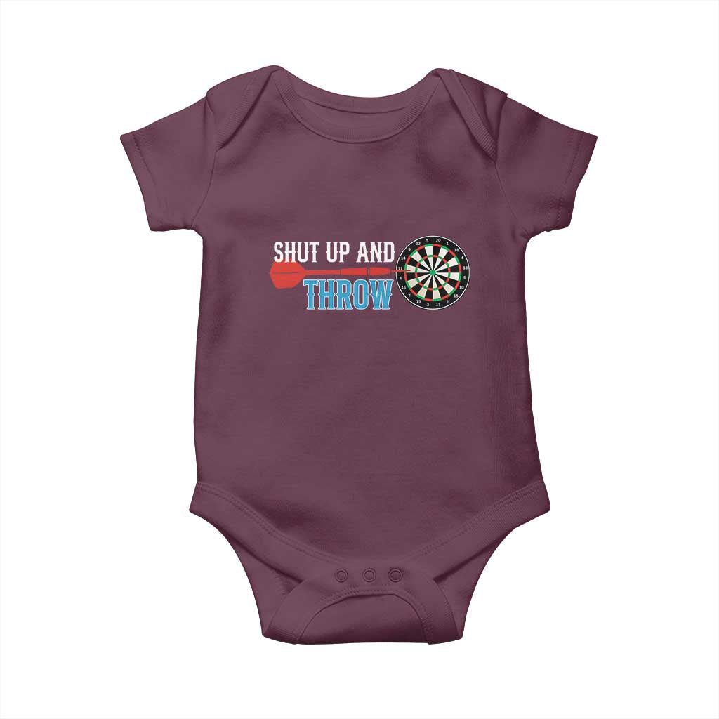 Shut Up And Throw Baby Onesie Funny Darts Player Gift - Wonder Print Shop