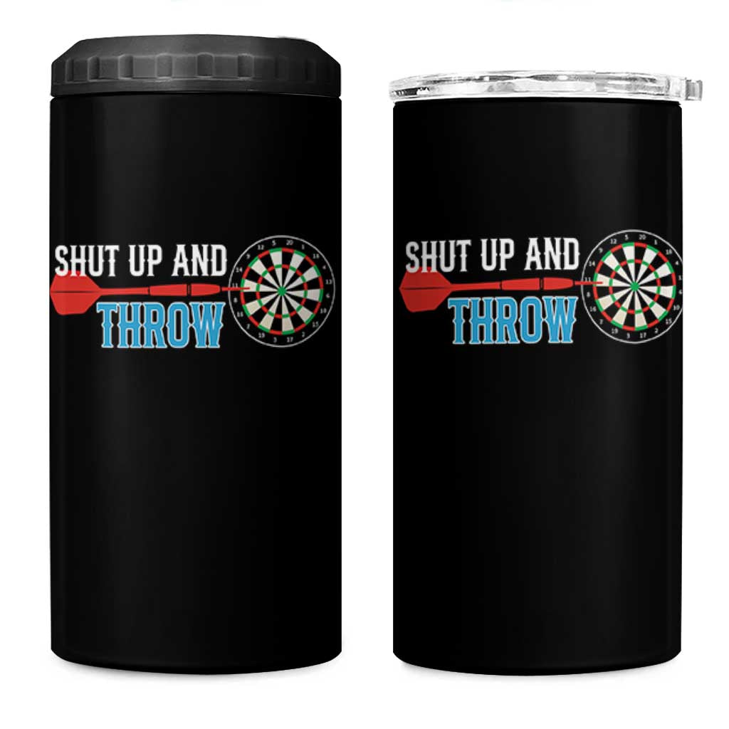 Shut Up And Throw 4 in 1 Can Cooler Tumbler Funny Darts Player Gift - Wonder Print Shop