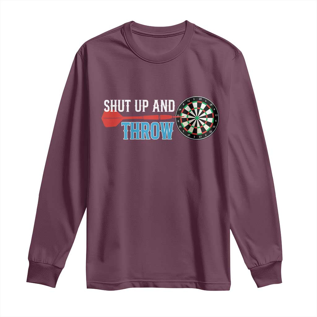Shut Up And Throw Long Sleeve Shirt Funny Darts Player Gift - Wonder Print Shop