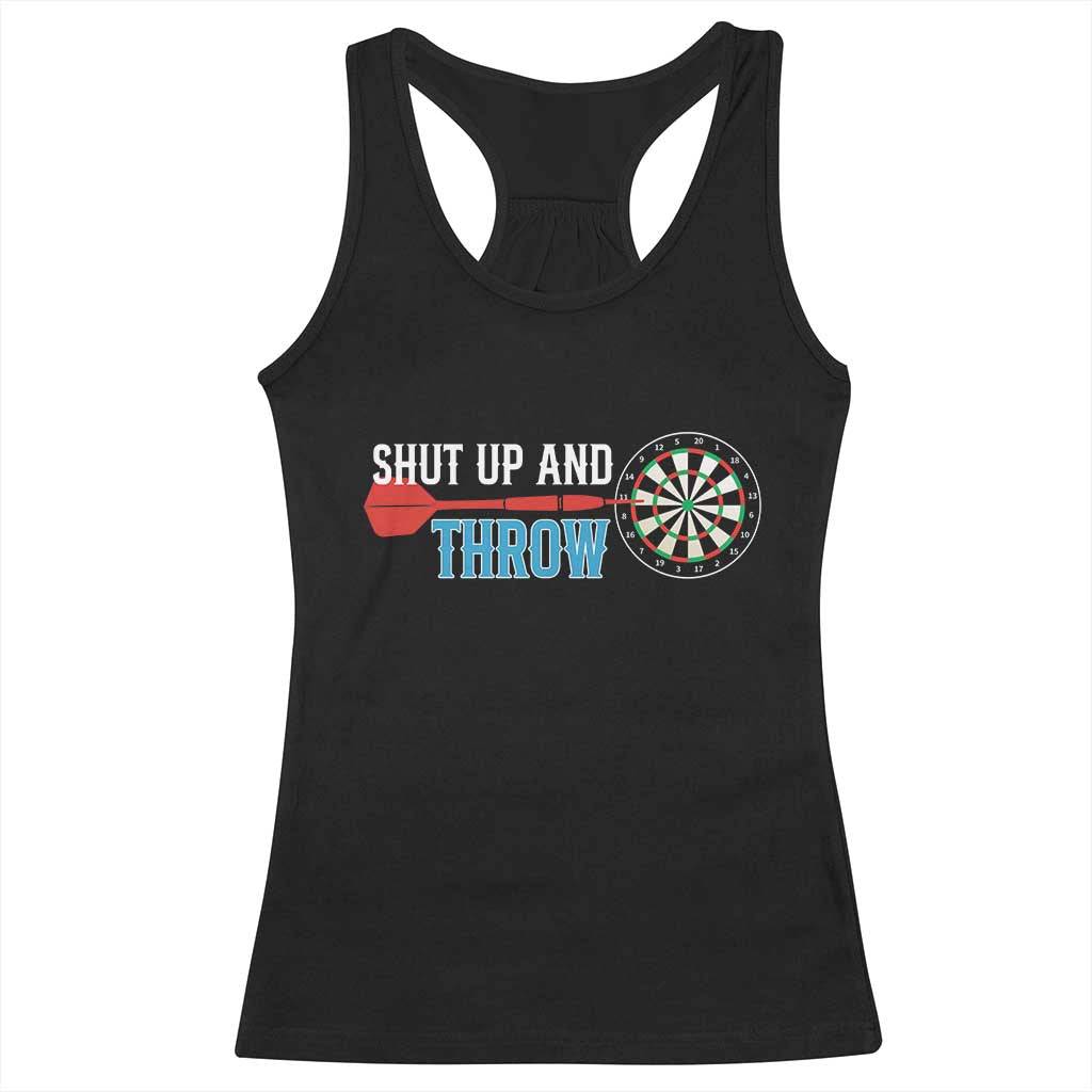 Shut Up And Throw Racerback Tank Top Funny Darts Player Gift - Wonder Print Shop