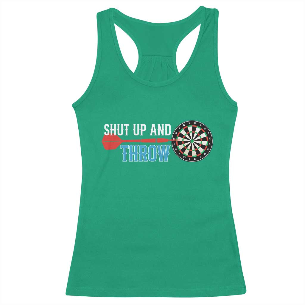 Shut Up And Throw Racerback Tank Top Funny Darts Player Gift - Wonder Print Shop