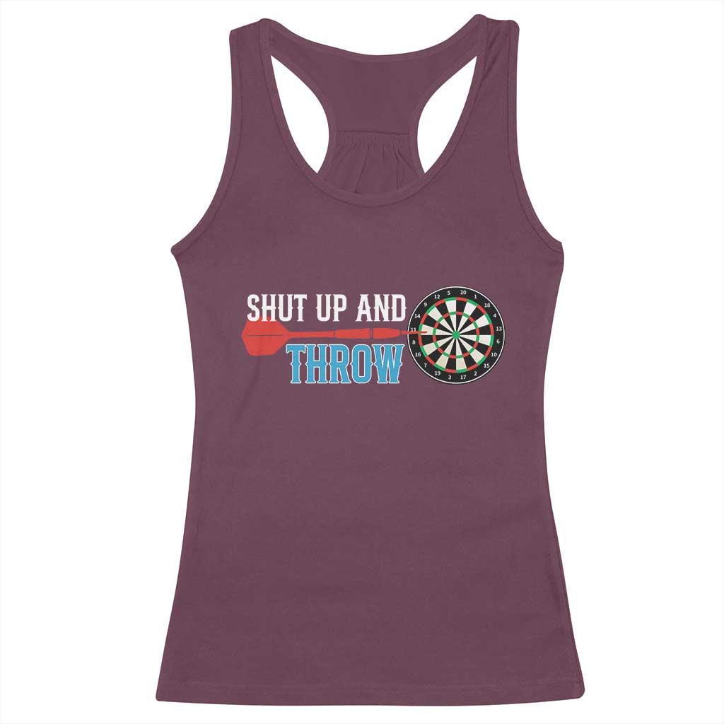 Shut Up And Throw Racerback Tank Top Funny Darts Player Gift - Wonder Print Shop
