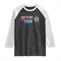 Shut Up And Throw Raglan Shirt Funny Darts Player Gift - Wonder Print Shop